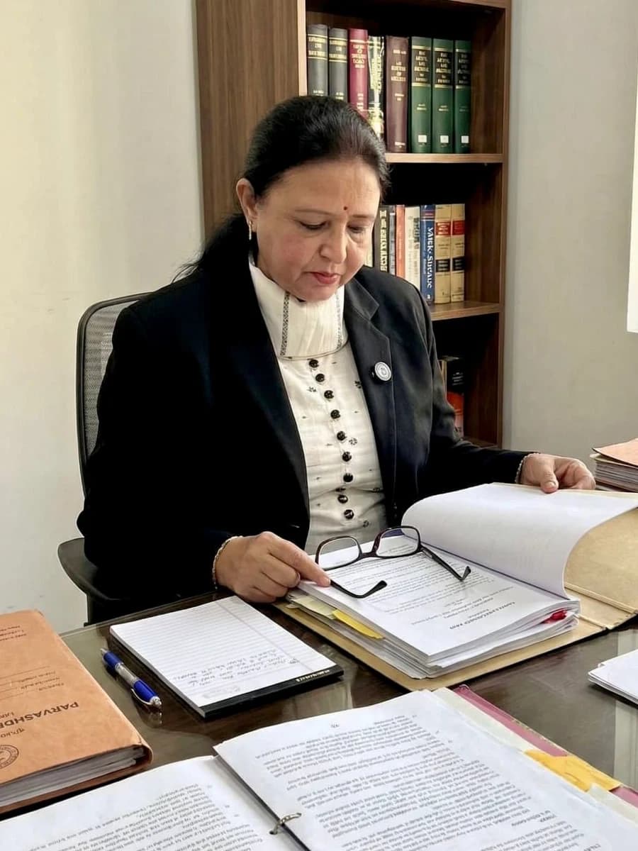Advocate Parkashdeep Kaur at work in her chamber in Amritsar